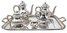 740  -  JUEGO DE CAFÉ I TÉ EN PLATA DE MEDIADOS DE SIGLO XX