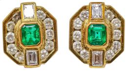 155  -  PENDIENTES CON ESMERALDAS Y BRILLANTES