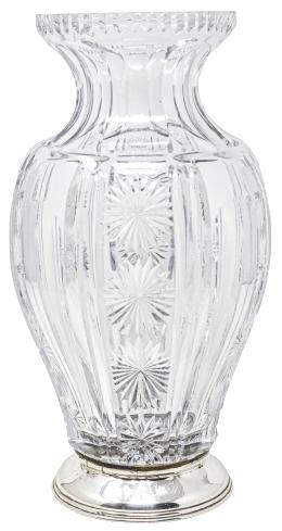 27  -  JARRÓN EN CRISTAL CON BASE DE PLATA