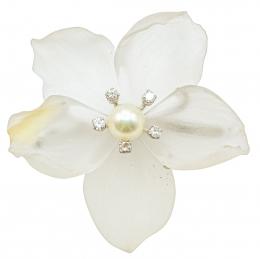 56  -  BROCHE FLOR DE CRISTAL DE ROCA Y BRILLANTES