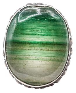 75  -  ANILLO DE PLATA CON ÁGATA VERDE