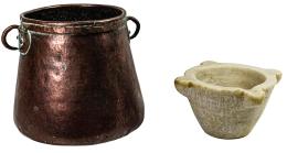 1570  -  MORTERO Y OLLA DEL SIGLO XIX-XX