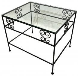 385  -  MESA AUXILIAR DE HIERRO CON SOBRE DE CRISTAL
