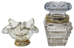 80  -  TARRO Y CANDELERO EN CRISTAL Y PLATA 