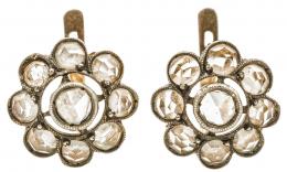 173  -  PENDIENTES ROSETONES CON DIAMANTES DE PPS. DEL S.XX