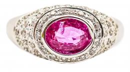 17  -  ANILLO CON CUARZO ROSA Y BRILLANTES