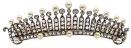 74  -  BROCHE TIARA CON DIAMANTES DEL S.XIX