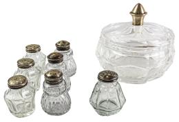 16 - CONJUNTO DE SALERITOS Y AZUCARERO EN CRISTAL 