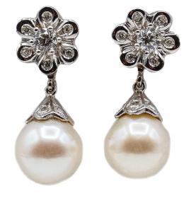 149 - PENDIENTES DESMONTABLES CON BRILLANTES Y PERLAS