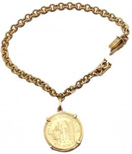 147  -  PULSERA CON MEDALLA DE MEDIADOS S.XX