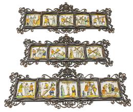 553 - TRES PLAFONES DE BALDOSAS "VIA CRUCIS"