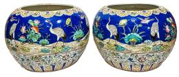 512  -  PAREJA DE MACETEROS DE PORCELANA CHINA