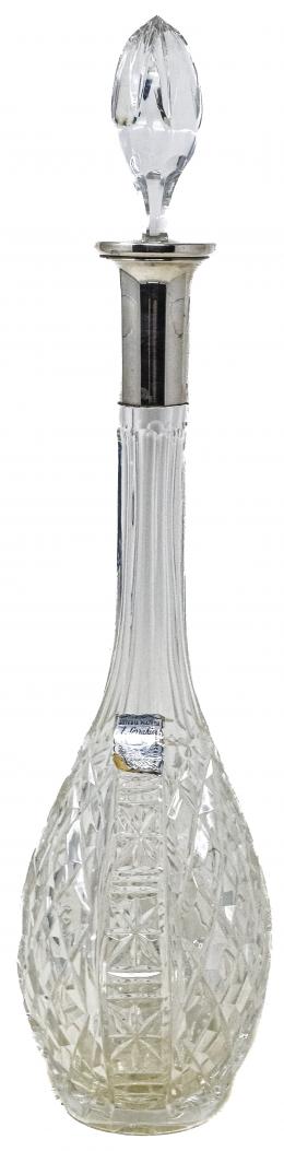 16  -  BOTELLA LICORERA EN CRISTAL Y PLATA 
