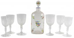 11  -  BOTELLA DE LA PRIMERA MITAD DEL S.XX Y COPAS EN CRISTAL 