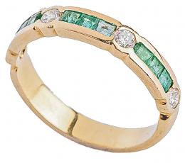 15 - ANILLO MEDIA ALIANZA CON ESMERALDAS Y BRILLANTES