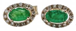 94 - PENDIENTES ROSETONES CON ESMERALDAS Y BRILLANTES
