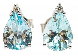 81 - PENDIENTES CON AGUAMARINA Y BRILLANTES