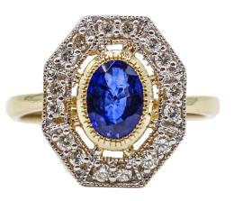 25 - ANILLO ROSETÓN CON ZAFIRO Y BRILLANTES