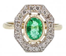 23 - ANILLO ROSETÓN CON ESMERALDA Y BRILLANTES