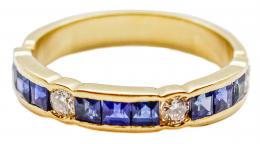 17 - ANILLO MEDIA ALIANZA CON ZAFIROS Y BRILLANTES