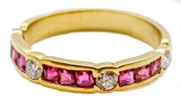 16 - ANILLO MEDIA ALIANZA CON RUBÍES Y BRILLANTES