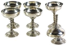 832 - CONJUNTO DE 6 COPAS DE CAVA EN PLATA DE MEDIADOS DEL S.XX