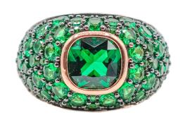 118 - ANILLO BOMBÉ CON CIRCONITAS VERDES