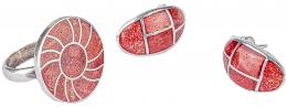 135 - ANILLO Y PENDIENTES CON CORAL ESMPONJA