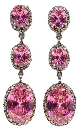 211 - PENDIENTES LARGOS CON CIRCONITAS ROSAS