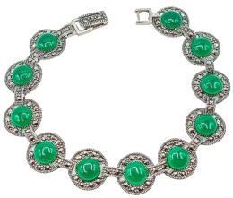 227 - PULSERA CON ÁGATA VERDE Y MARQUESITAS