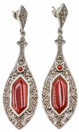 209 - PENDIENTES LARGOS CON ÁGATA Y MARQUESITAS