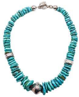 114 - COLLAR GARGANTILLA DE HOWLITA Y PLATA