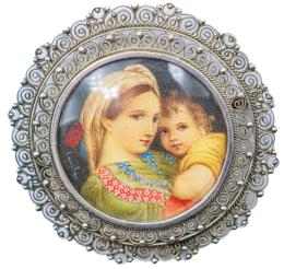 92  -  BROCHE COLGANTE CON MINIATURA DE MEDIADOS DEL S.XX