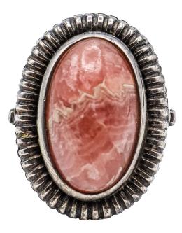 24 - ANILLO DE PLATA CON RODOCROSITA DE MEDIADOS S.XX