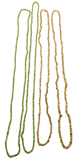 59 - CUATRO COLLARES DE CITRINOS Y OLIVINAS