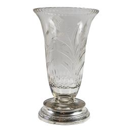 55 - JARRÓN EN CRISTAL Y PLATA DE MEDIADOS DEL S.XX