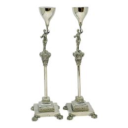 871 - PAREJA DE CANDELEROS DE PLATA DEL ÚLTIMO TERCIO S. XX