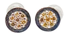 210  -  PENDIENTES ROSETONES CON BRILLANTES BROWN