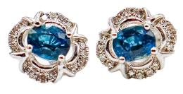 211  -  PENDIENTES ROSETONES CON ZAFIROS Y BRILLANTES