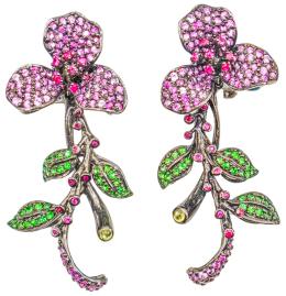 192  -  PENDIENTES FLOR CON ZAFIROS DE COLOR