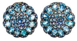 57 - PENDIENTES FLOR CON ZAFIROS Y TOPACIOS