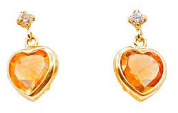 49 - PENDIENTES CORAZÓN CON CITRINOS Y BRILLANTES