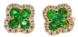 208  -  PENDIENTES ROSETÓN CON ESMERALDAS Y BRILLANTES