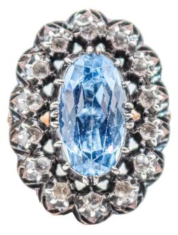 353  -  SORTIJA ROSETÓN CON ESPINELA Y DIAMANTES DEL S.XIX