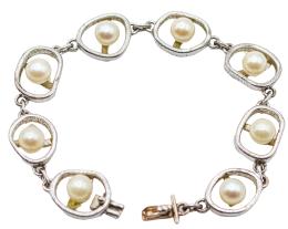 225  -  PULSERA DE PLATA CON PERLAS CULTIVADAS