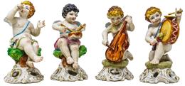 326  -  CUATRO ANGELITOS MÚSICOS PORCELANA CENTROEUROPEA