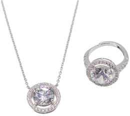 57 - ANILLO Y COLGANTE SOLITARIO CON CIRCONITAS