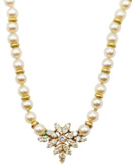 169 - GARGANTILLA DE PERLAS CON BRILLANTES