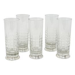 3 - CINCO VASOS DE COMBINADO EN CRISTAL DE LOS AÑOS 70 