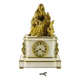 1022  -  RELOJ DE BRONCE Y MÁRMOL DEL S.XIX